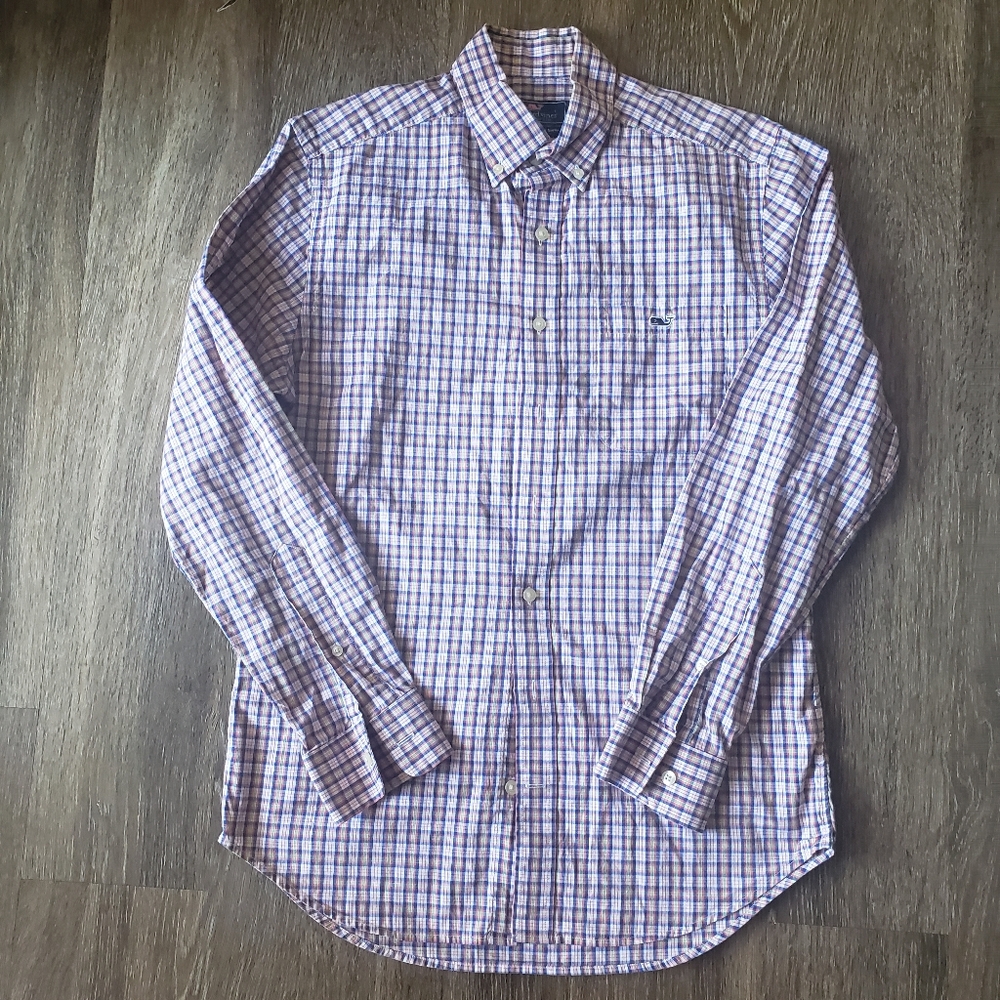 Vineyard Vines Slim Fit Tucker Long Sleeve Button Up Shirt Multi Plaid Size S.